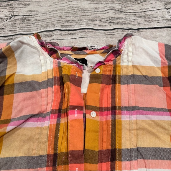 J. Crew Pink and Orange Button Down Plaid Shirt; Ruffle Collar; Super Soft; 2X - Picture 3 of 8